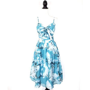 NEW NWT Voodoo Vixen Blue Cherry Blossom Floral Fit & Flare Dress Size XL